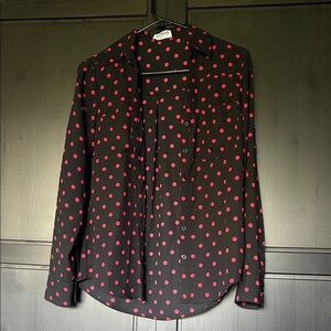 Express Black Blouse with Red Dots